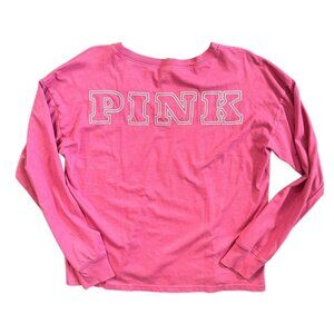 Victoria's Secret Pink Ace Cotton V-Neck Long Sleeve Tee Color Grape/Ruby Large